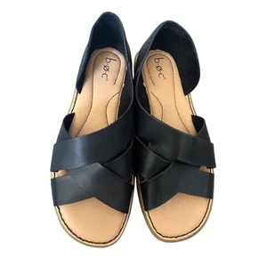 B.O.C. Black Criss Cross Sandals Comfort Flats Everyday Shoes Size 8M - Picture 1 of 7