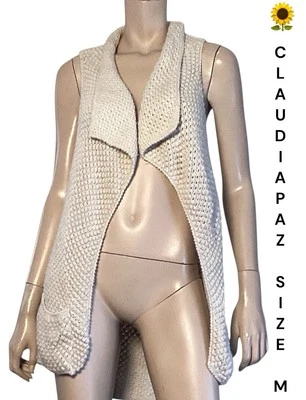 🌻 CLAUDIAPAZ SIZE M ALPACA OPEN DRAPE VEST WAFFLE KNIT - Image 1 of 4