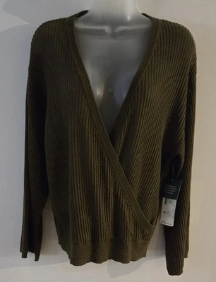 Suéter envolvente Lauren Ralph Lauren para mujer pequeño mediano nuevo con etiquetas verde oliva oscuro Foto 1 de 4