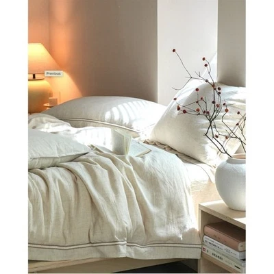 Juego de funda nórdica decorativa de lino/tencel Manjusaka beige king Foto 1 de 4