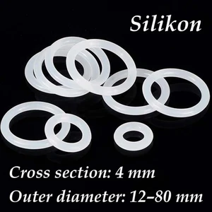 10PCS 4mm Cross Section O Rings VMQ Silicone Rubber Food Grade 12-80mm OD O-Ring - Picture 1 of 7