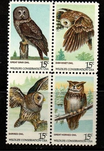 U.S. Mint MNH Owl Block of Four Scott # 1763a **SEE PIC** - Picture 1 of 1