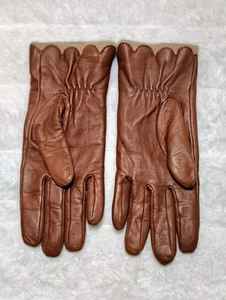 Vintage Women’s Brown Genuine Leather 50% Cashmere/50% Wool Lined Gloves Sz L - Picture 1 of 9