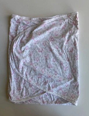 Purebaby baby girl 0-3 months white pink owls swaddle wrap organic cotton, VGUC - image 1 of 3