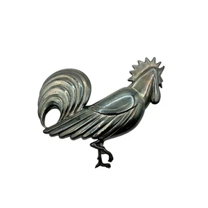 Vintage 1940’s Coro Sterling Silver Large Vintage Rooster Pin Brooch - Bild 1 von 4
