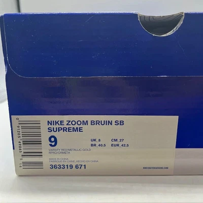 SUPREME NIKE ZOOM BRUIN ROJO 2009 27,0 cm 363319 671 Supreme Nike SB Zoom Bruin Sn Foto 1 de 4