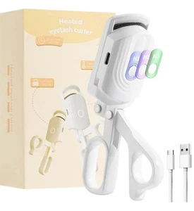 Heated Eyelash Curler+6Pcs Double Ended Eyeshadow Brush, Fast Heat up Within 10s - Picture 1 of 4