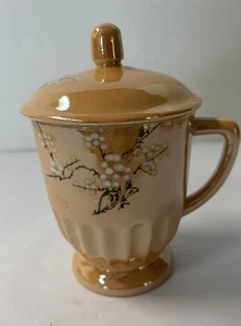 Vintage Chinese Peach Lustreware Lidded Mug/Tea Cup 6” - Picture 1 of 6