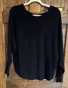 Vila Milano Sweater Womens Sz L Black Textured Dolman Sleeve Pullover Stretch - Picture 1 of 9
