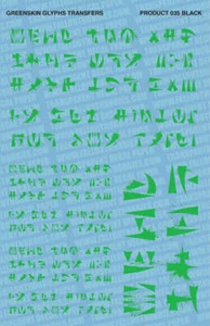 FALLOUT HOBBIES GREENSKIN GREEN GLYPHS TRANSFERS Sheet Size: 5.5” x 8.5” DECALS - Picture 1 of 2