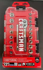 Craftsman 3/8 in. Drive Metric and SAE 6 Point Universal Socket Set 22 Pc NEW - Picture 1 of 2