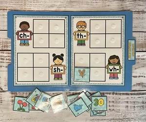Beginning Digraph Ch Sh Th Wh Sorting File Folder Game Phonics First Grade - Picture 1 of 4