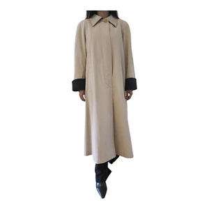 Trench donna vintage anni 90 L-XL beige/grigio scuro linea A fodera cotone lana - Foto 1 di 5