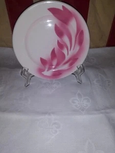 Syracuse China Airbrushed Pink Leaves 7" Salad Plate USA Restaurant Ware 50s - Imagen 1 de 3