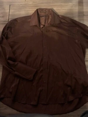 Henri Picard 男式长袖纽扣正装衬衫 18 码 1/2 34/35 Rust  — 第 1/2 张图片