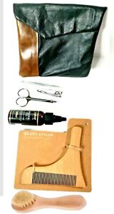 Men 7PC Grooming Gift Set! Beard Comb Brush Beard Oil Manicure Set Leather Pouch