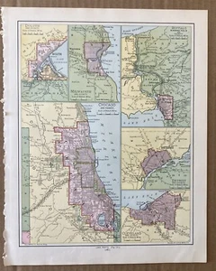 Karte Duluth, Milwaukee, Chicago, Buffalo, Detroit und Cleveland 1901 - Bild 1 von 1