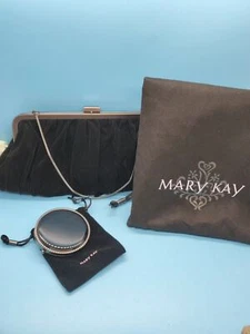Mary Kay Black Velvet Handbag Clutch Purse & Compact Pre-owned Never Used - Picture 1 of 12