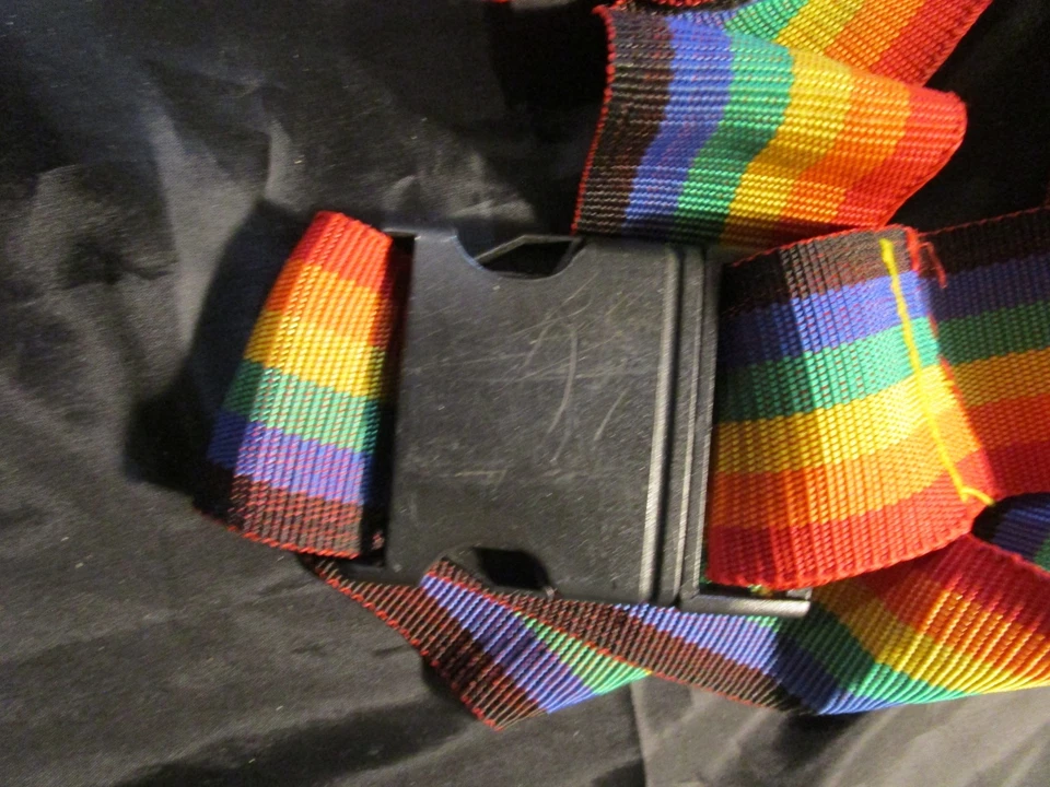 rainbow colored vintage camera strap- - Image 1 of 1