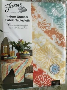 FIESTA INDOOR OUTDOOR FABRIC 60 X 84 RECTANGULAR TABLECLOTH BATIK FLORAL NIP - Picture 1 of 1