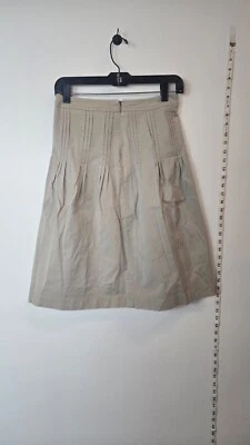 CYNTHIA STEFFE Pleated Skirt Womens Size 0 Beige High Waisted Flare Back Zip - Image 1 of 4