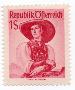1948 - Austria - Costumi regionali, 1 s. rosso MH - Foto 1 di 1