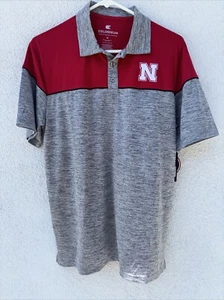 Men's Colosseum Heather Gray/Scarlet Nebraska Huskers  Polo Medium NWT MSRP$65 - Picture 1 of 7