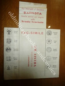 FAC-SIMILE DI SCHEDA ELETTORALE PER SENATO DELLA REPUBBLICA PRO DC s.d. ANNI 50 - Picture 1 of 1
