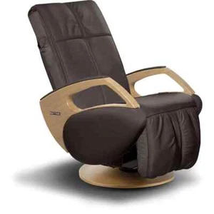 Massagesessel Fernsehsessel KEYTON Domo | Leder chocolate | Holzelement Eiche - Bild 1 von 3