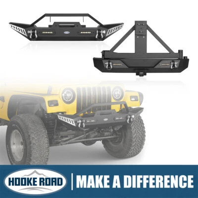 Parachoques delantero o trasero Hooke Road para Jeep Wrangler YJ TJ 1987-2006 con porta neumáticos Foto 1 de 4