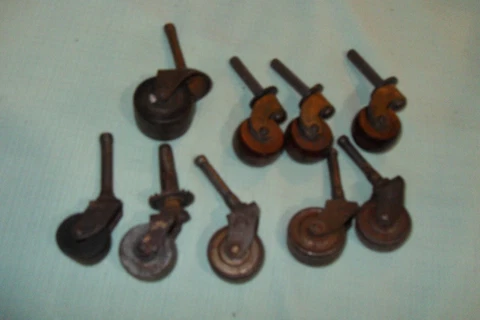9 Antique Wood Caster Wood & Metal Wheel Swivel Cover
