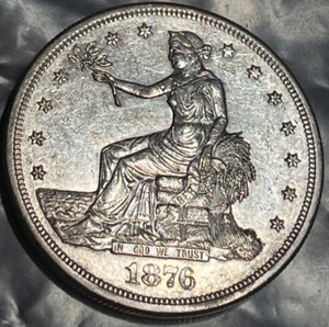 1876 S US TRADE DOLLAR $1 SILVER #805 - Picture 1 of 8
