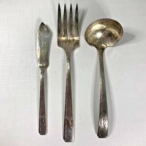 Servizio 3 pezzi Oneida Prestige piatto argento 1938 Grenoble metà secolo vintage - Foto 1 di 4