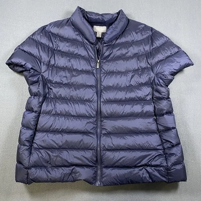 Chaleco acolchado acolchado Martha Stewart de plumón hinchado ligero manga corta para mujer XL azul marino Foto 1 de 4