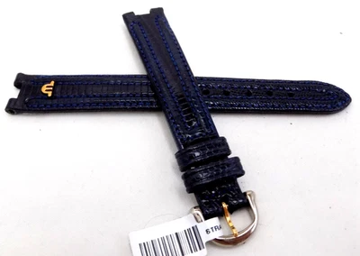 7.75" Long Maurice Lacroix 14mm Navy Blue Teju Lizard Watch Band Notched Ends - Image 1 of 4