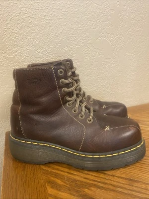 Dr. Doc Martens Boots GRIZZLY Brown Leather Platform Chunky Y2K Grunge US 8 - Image 1 of 4
