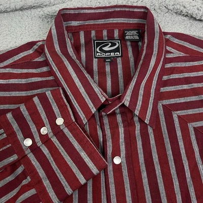 Camisa ROPER Western Para Hombre Talla 2XL Con Botones Perla Bolsillos a Presión Manga Larga Foto 1 de 4