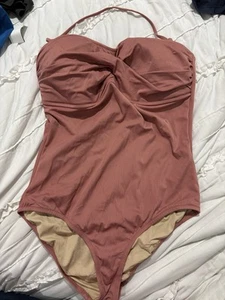 J Crew bandeau one-piece Women's Size 16 Pink Mauve Removable Strap - Picture 1 of 4