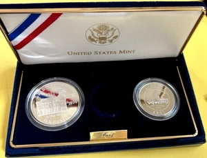 2001 Capitol Visitor Center Commemorative PROOF Silver Dollar + Clad 50c Pc - Picture 1 of 7