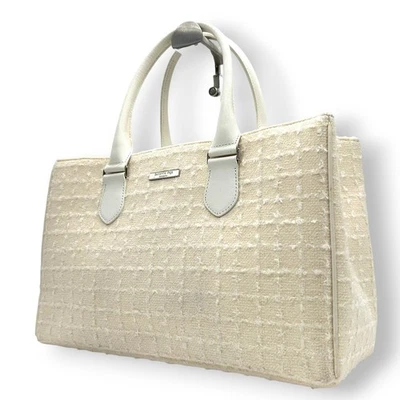 Authentic Excellent Samantha Vega Celebrity Tweed Canvas Leather Tote Handba... - Image 1 of 4