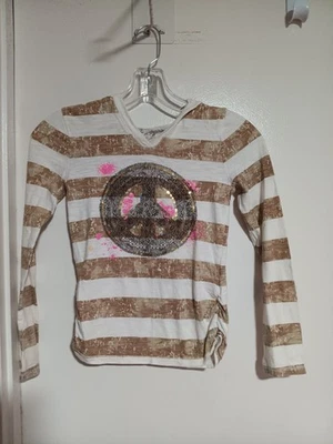 JUSTICE GIRLS PULLOVER T-SHIRT WITH HOOD LONG SLEEVES SIZE 8 - Image 1 of 3