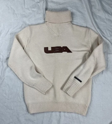 Suéter Tenis Polo Sport Vintage Años 90 Cuello Alto EE. UU. Cuero Crema GRANDE Foto 1 de 4