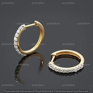 1/2Ct Round I2/J Natural Diamond Huggie Hoop Earrings In Solid Sterling Silver - Picture 1 of 8