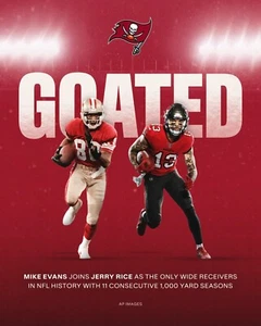 Mike Evans & Jerry Rice 1000 Rec Yards Tampa Bay Buccaneers 8x10 NFL Photo - Picture 1 of 1
