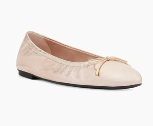 NWD $425 Stuart Weitzman Bardot Bow Ballet Flats Metallic Rose Gold 7.5/EU 38 - Picture 1 of 16