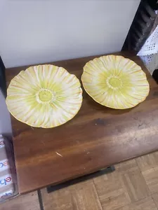 anthropologie Pair Of Lily pad Flower Natures Abundance Salad Dessert Plates - Picture 1 of 11