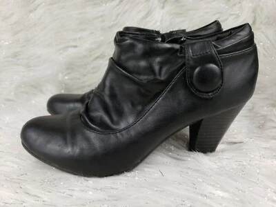 APOSTROPHE 'Rae' Mujer Talla 7 Negro Botines Zapatos al Tobillo Botones Tacones  Foto 1 de 4