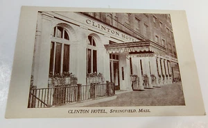 Clinton Hotel Springfield Massachusetts MA Postcard Exterior Signage Awning - Picture 1 of 6