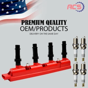 OEM High Performance Ignition Coil & 4X Iridium Spark Plug for Chevy Buick UF669 - Picture 1 of 18