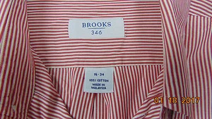 Camisa de vestir 346 Brooks Brothers para hombre blanca/marrón a rayas talla 16-34 - Imagen 1 de 5